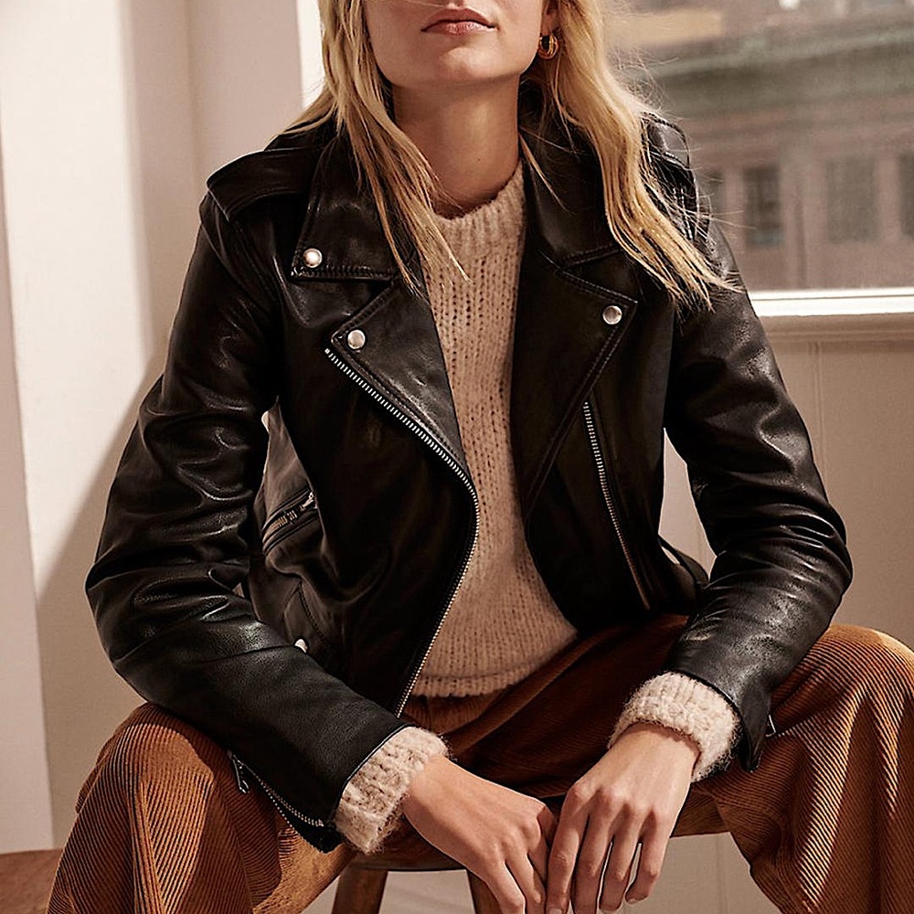 The Kooples Lambskin Leather Lace Up Sides Biker Moto Leather Jacket - NWT!